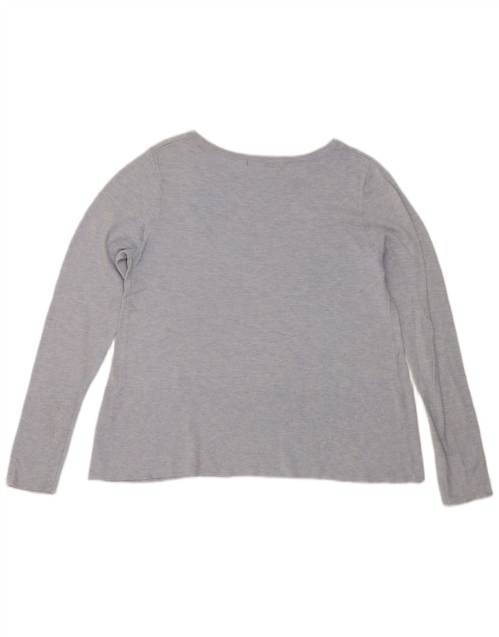 Marks & Spencer Top da donna a maniche lunghe UK 12 Cotone blu medio