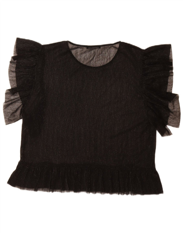 Camicetta da donna Zara Top UK 16 grande nera screziata