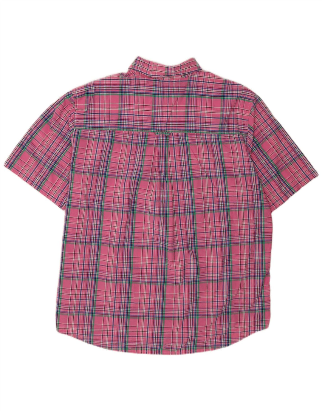 Chaps Camicia a maniche corte da uomo Easy Care XL in cotone a quadri rosa