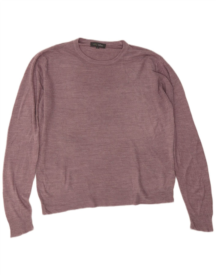 Maglione maglione girocollo da uomo Marks & Spencer grande acrilico viola