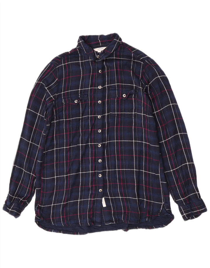 Camicia di flanella da donna Fat Face UK 12 Viscosa a quadri blu navy medio