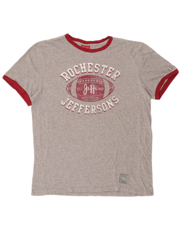 T-shirt grafica da uomo Champion Top XL in cotone grigio