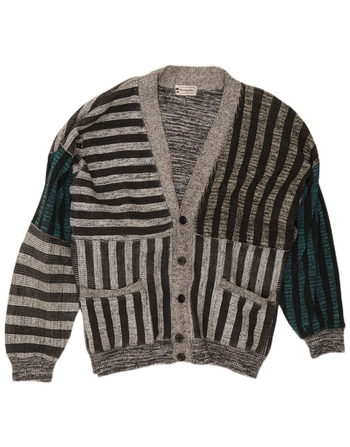 Maglione cardigan da uomo La Squadra in cotone a righe grandi grigie