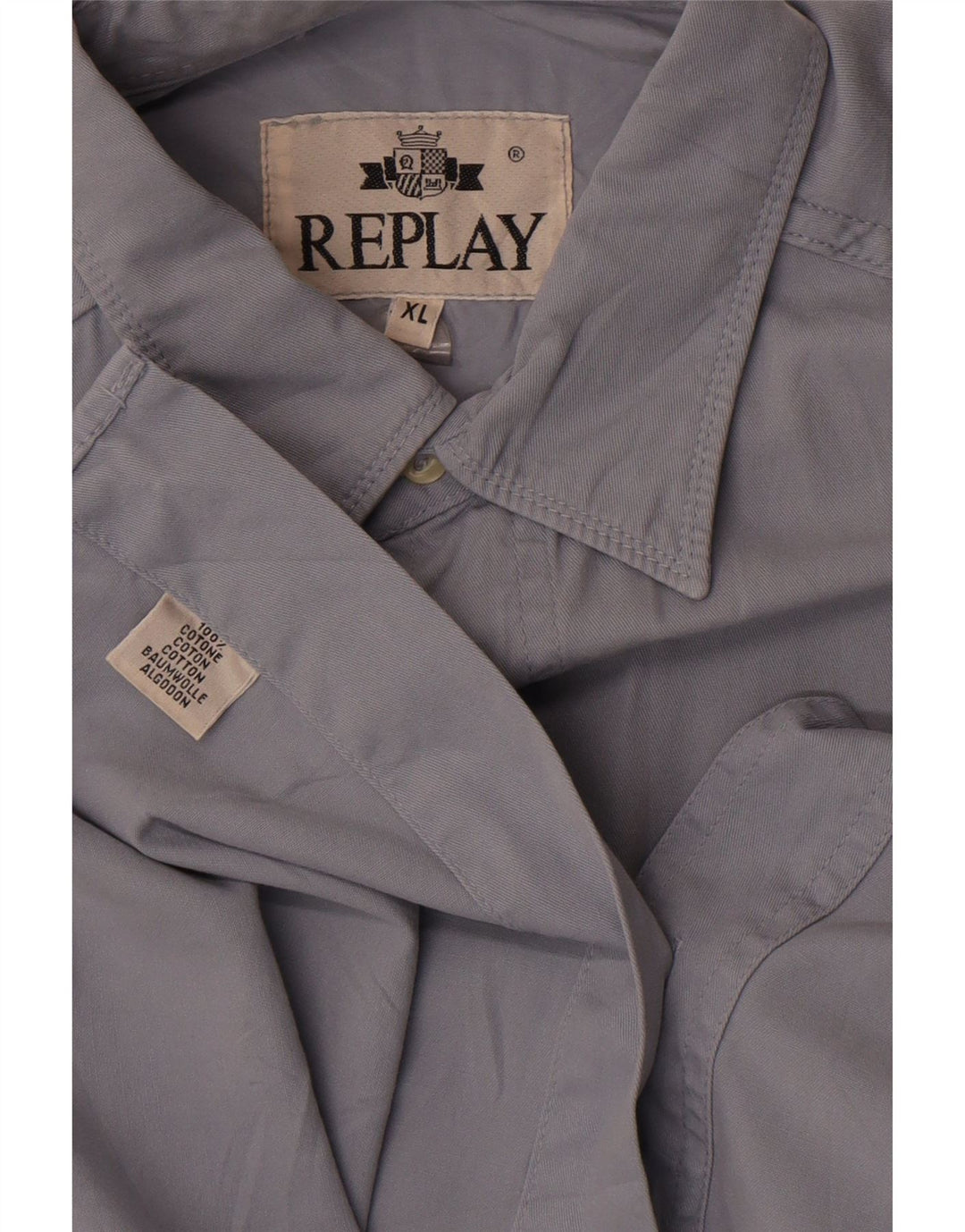 Camicia da uomo Replay XL in cotone blu
