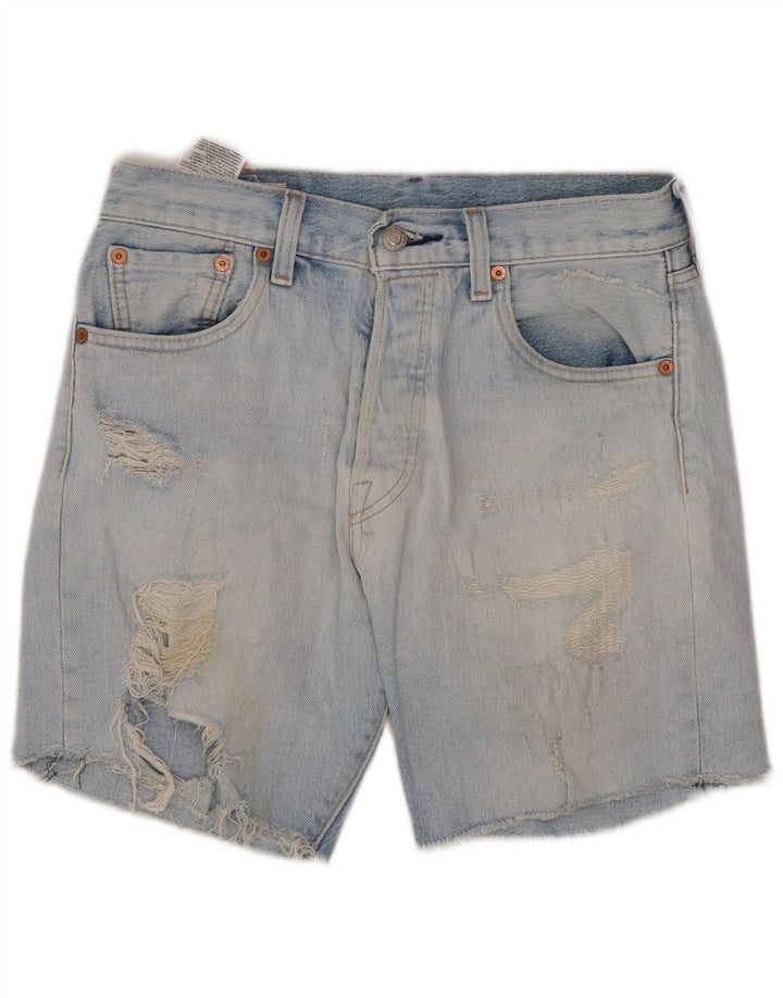 LEVI'S Pantaloncini di jeans invecchiati a vita alta 501 da donna W29 Blu medio