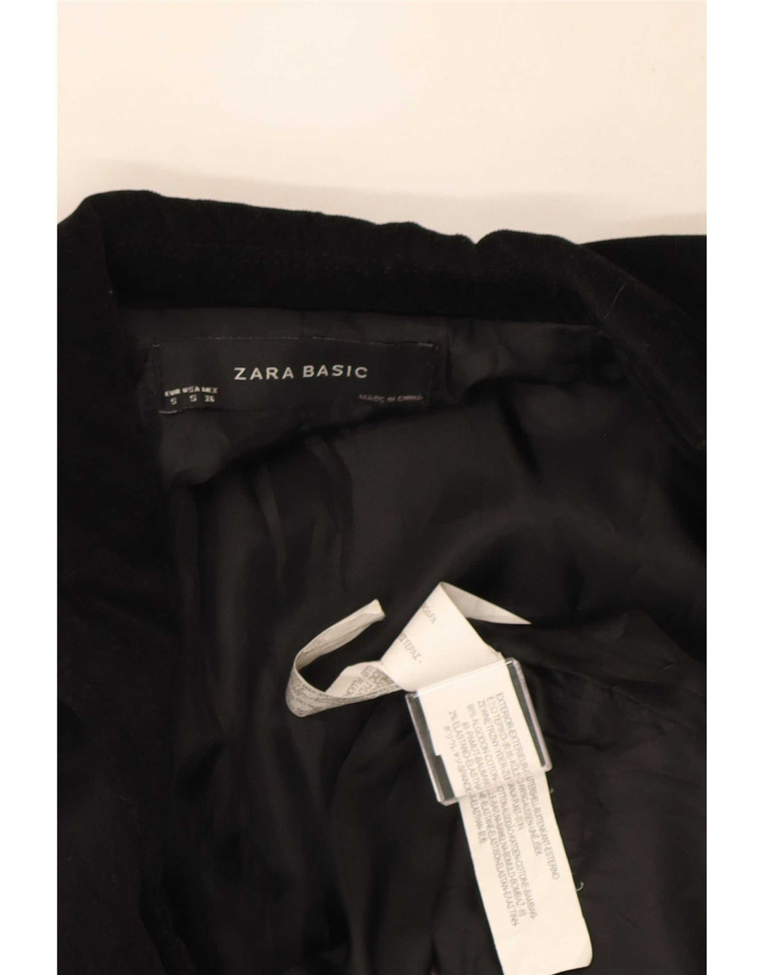 Giacca blazer in velluto a 1 bottone da donna Zara UK 10 piccola in cotone nero