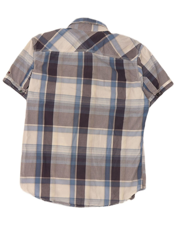 Tommy Hilfiger Uomo Camicia a maniche corte Grande cotone a quadri blu
