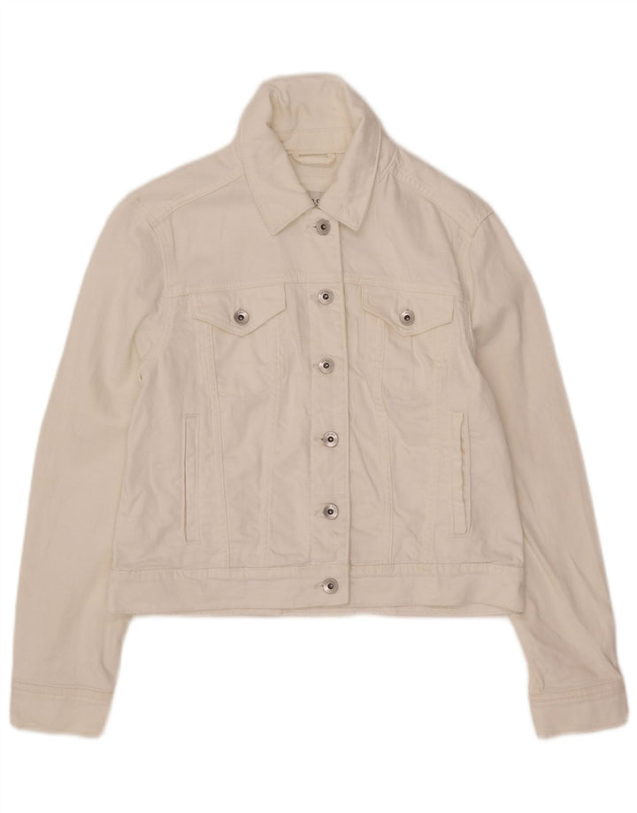 Giacca in denim corto da donna Marks & Spencer UK 12 cotone bianco medio