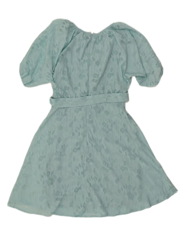 Abito a trapezio da donna DKNY US 4 piccolo poliestere floreale turchese