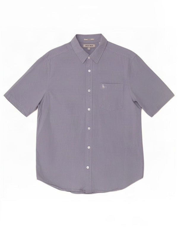 Camicia slim fit a maniche corte da uomo Jack Wills in cotone blu medio