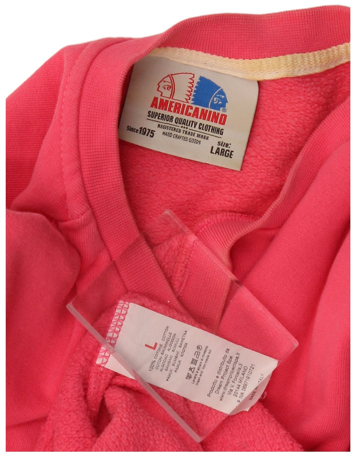 AMERICANINO Felpa con grafica da uomo Maglione grande in cotone rosa