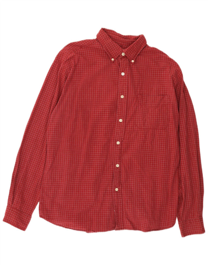 J. CREW Camicia da uomo in flanella di cotone a quadri bordeaux medio