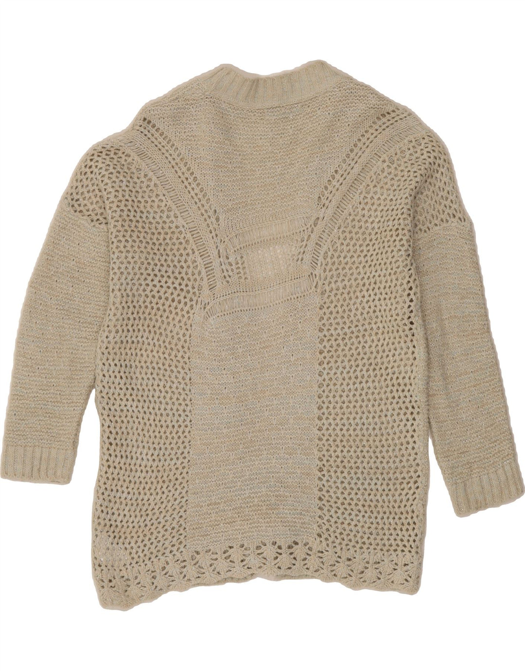 OASIS Womens Oversized 3/4 Sleeve Open Cardigan Sweater UK 10 Small Beige Vintage Oasis and Second-Hand Oasis from Messina Hembry 