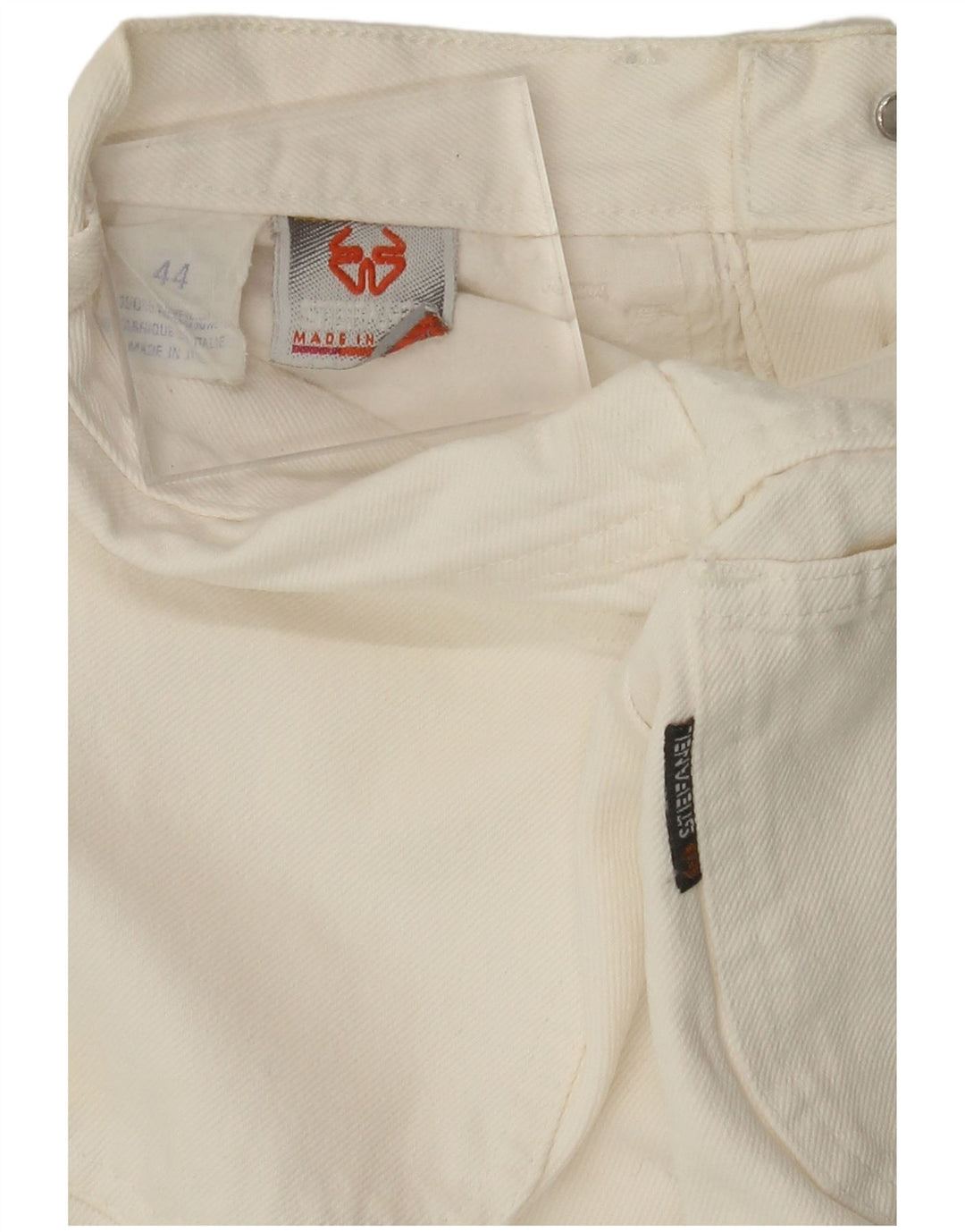 Jeans da donna a vita alta STEFANEL IT 44 medio W24 L27 cotone bianco sporco