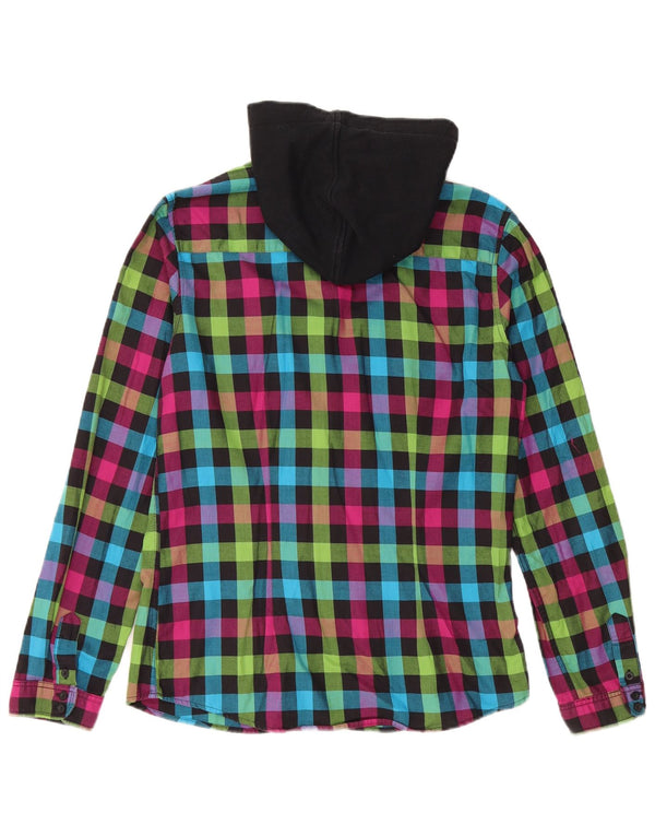 Converse Camicia da donna in flanella con cappuccio UK 18 XL Cotone a quadri multicolore