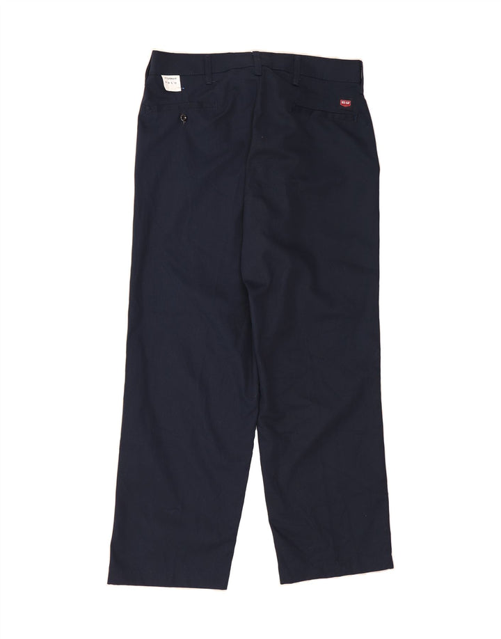 VINTAGE Mens Straight Chino Trousers W36 L30 Navy Blue Polyester Vintage Vintage and Second-Hand Vintage from Messina Hembry 
