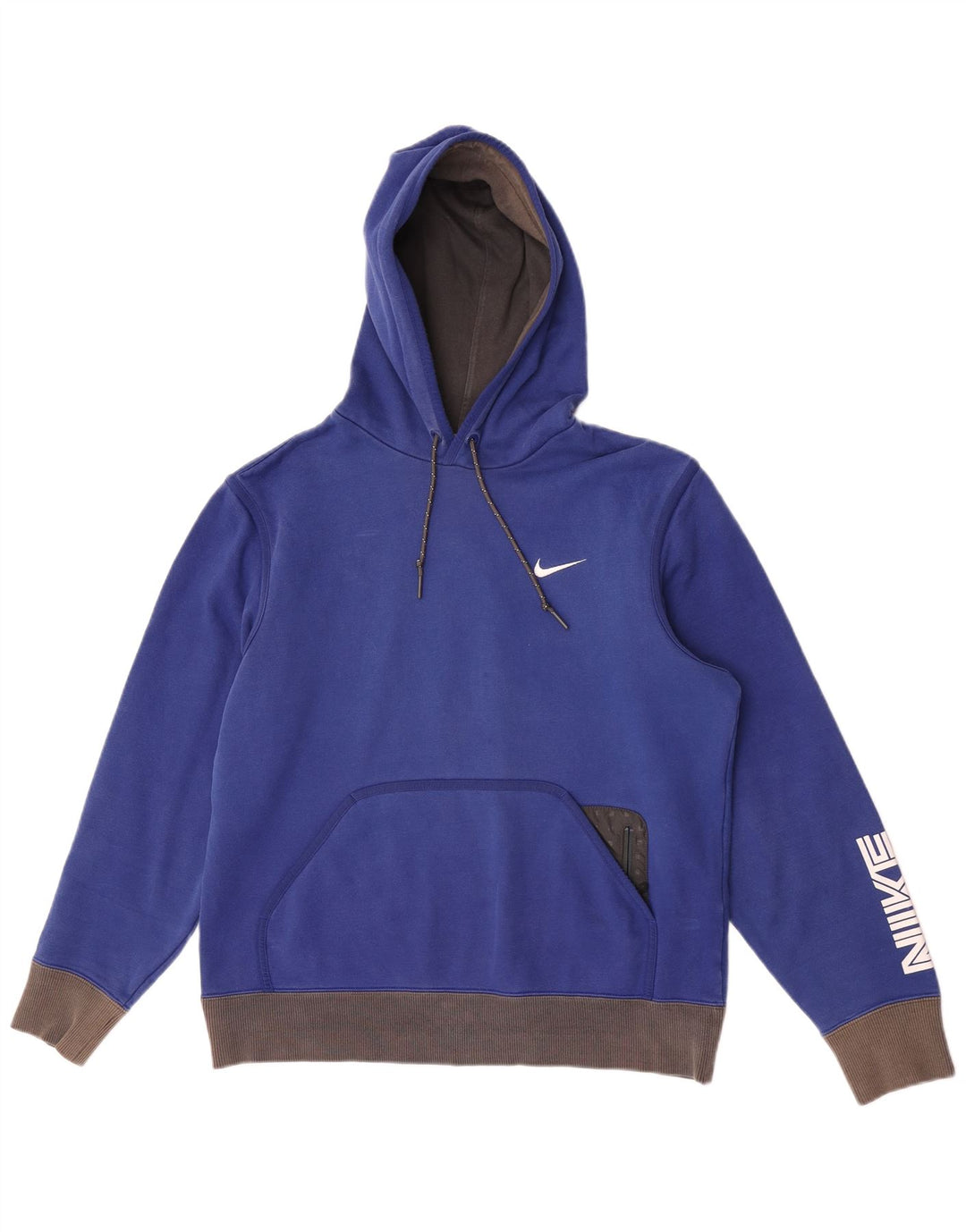 Felpa con cappuccio grafica Nike da uomo in cotone color block blu medio