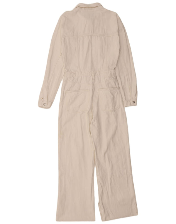 Zara Womens Denim Jumpsuit UK 14 Large White Cotton