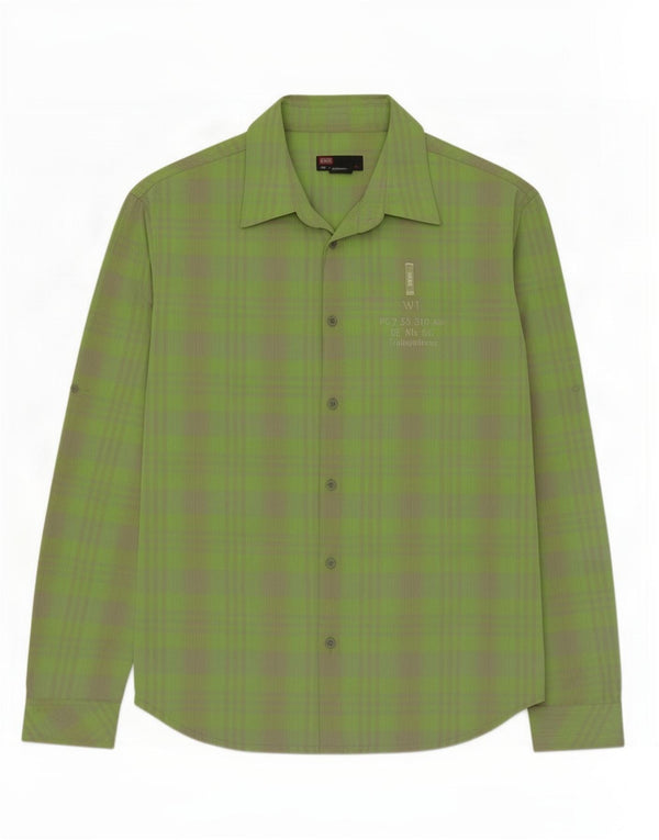 Camicia da uomo Diesel XL in cotone a quadri verdi