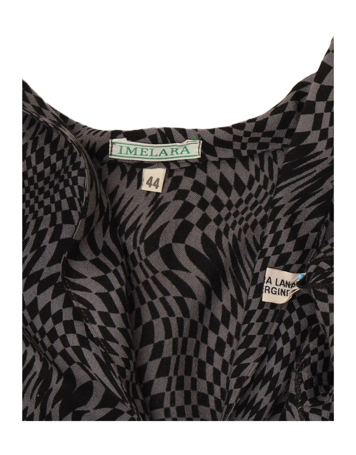 VINTAGE Womens Long Sleeve Shift Dress IT 44 Medium Black Geometric Vintage Vintage and Second-Hand Vintage from Messina Hembry 