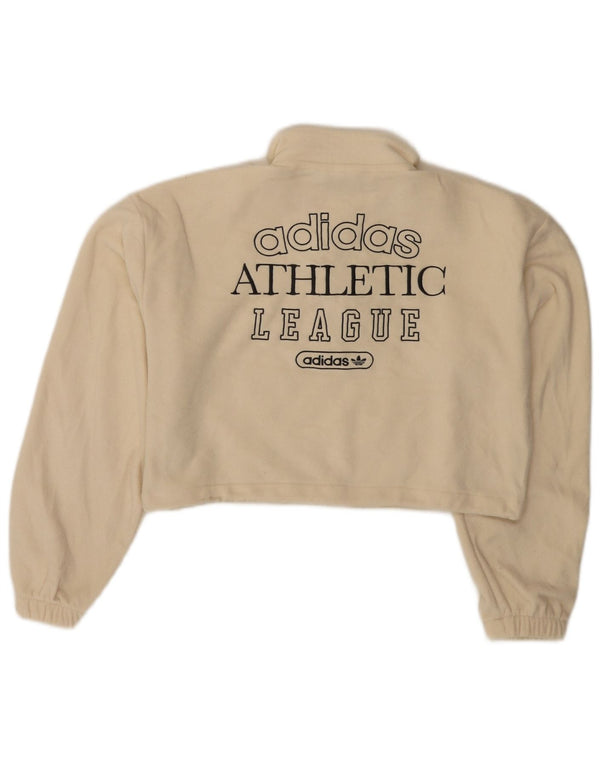 Maglione in pile da donna con collo e zip grafica oversize ADIDAS UK 10 piccolo Beige