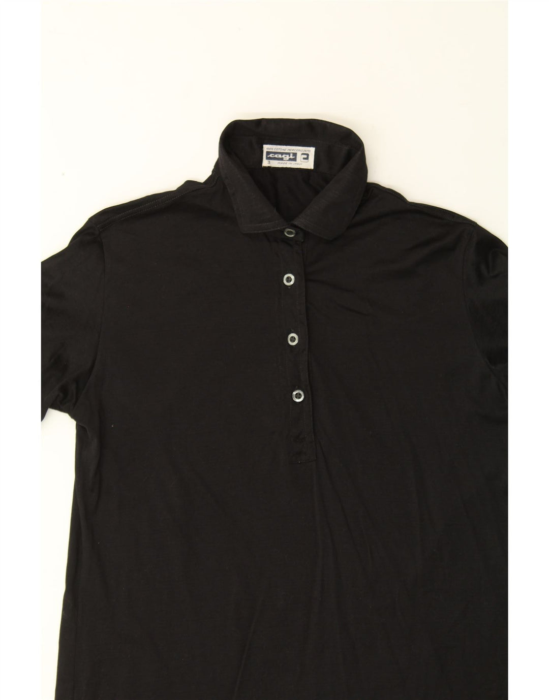 VINTAGE Womens Polo Shirt UK 12 Medium Black Cotton Vintage Vintage and Second-Hand Vintage from Messina Hembry 