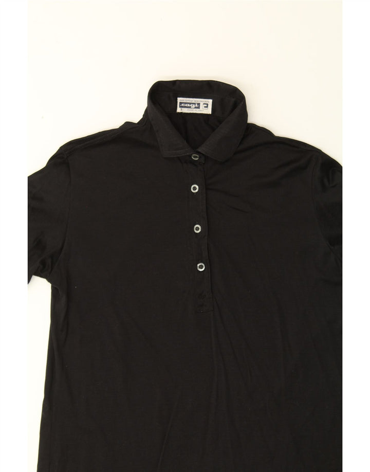 VINTAGE Womens Polo Shirt UK 12 Medium Black Cotton Vintage Vintage and Second-Hand Vintage from Messina Hembry 