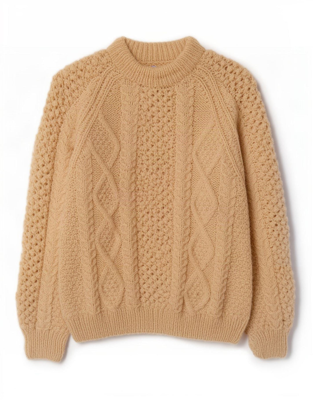 Maglione vintage da uomo con collo dolcevita, grande, bianco sporco
