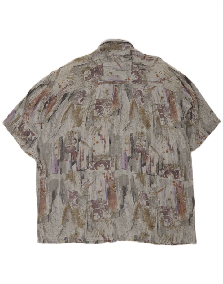 Camicia a maniche corte da uomo con motivo astratto VINTAGE XL grigio viscosa retrò