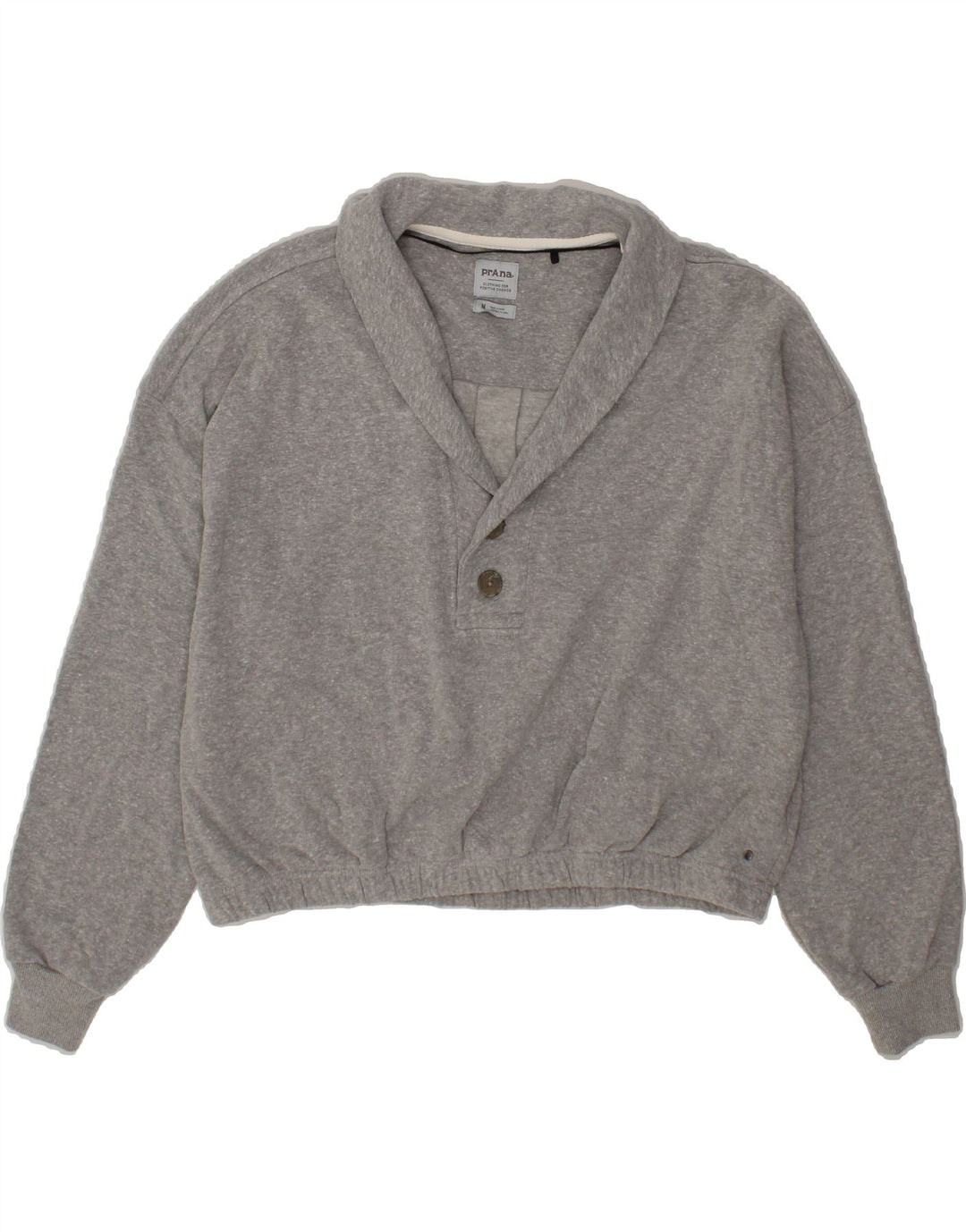 PRANA Womens Oversized Crop Shawl Neck Sweatshirt Jumper UK 14 Medium Grey Vintage Prana and Second-Hand Prana from Messina Hembry 