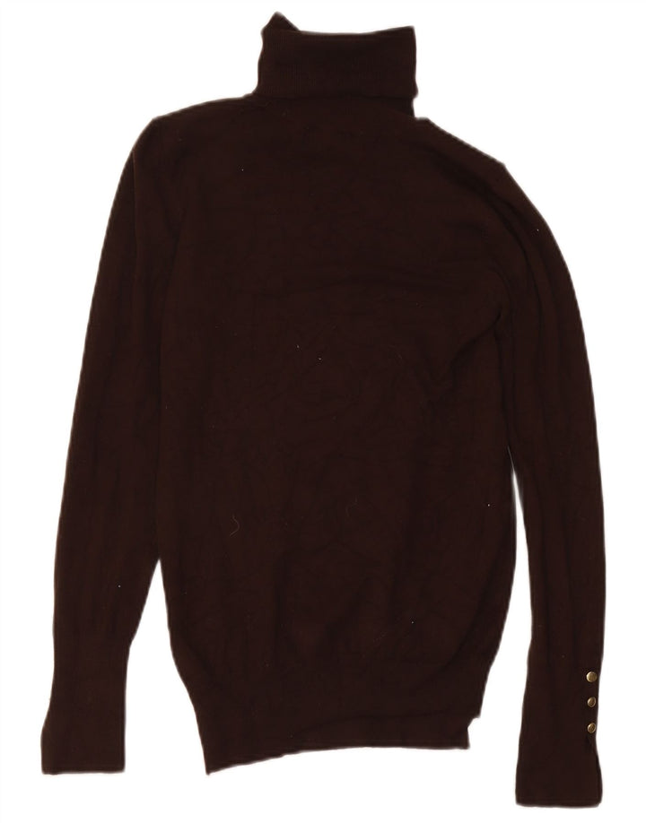 Maglione maglione a collo alto da donna Zara UK 12 Viscosa marrone medio