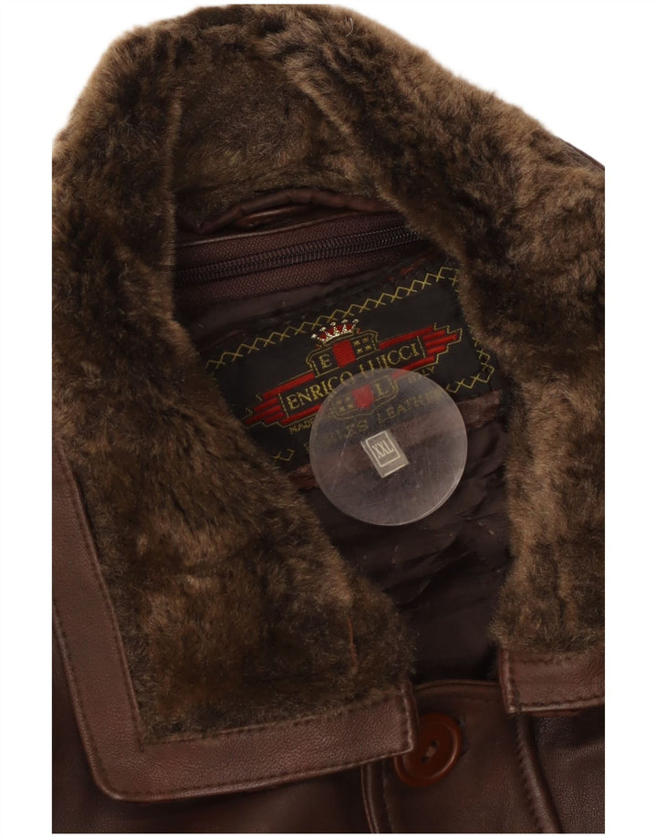 Giacca in pelle vintage da uomo UK 44 2XL Pelle marrone