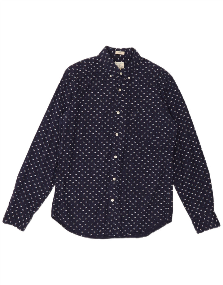 Camicia slim da uomo J. Crew in cotone floreale blu navy medio