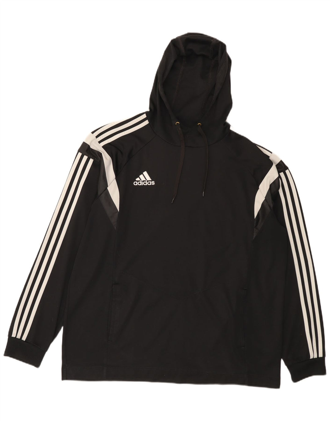 Felpa con cappuccio da uomo Adidas XL nera in poliestere color block