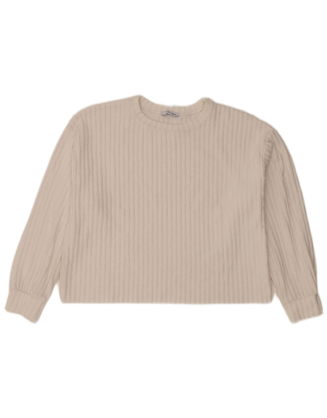Top corto oversize da donna Zara a maniche lunghe UK 14 bianco medio