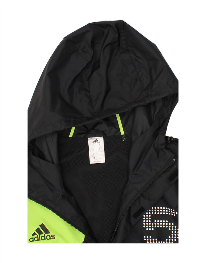 ADIDAS Mens Hooded Rain Jacket UK 40 Large Black Colourblock Polyester Vintage Adidas and Second-Hand Adidas from Messina Hembry 