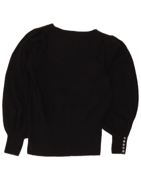 MINT VELVET Maglione da donna con scollo a barca UK 8 Piccolo cotone nero