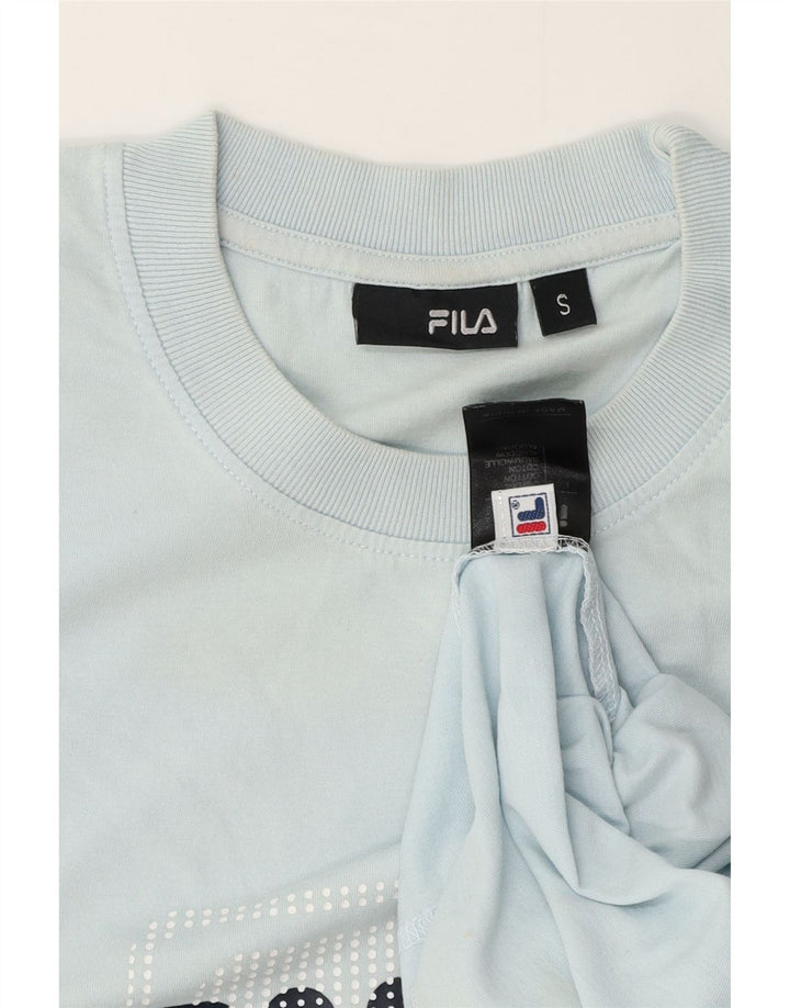 T-shirt grafica da uomo Fila Top Small in cotone blu