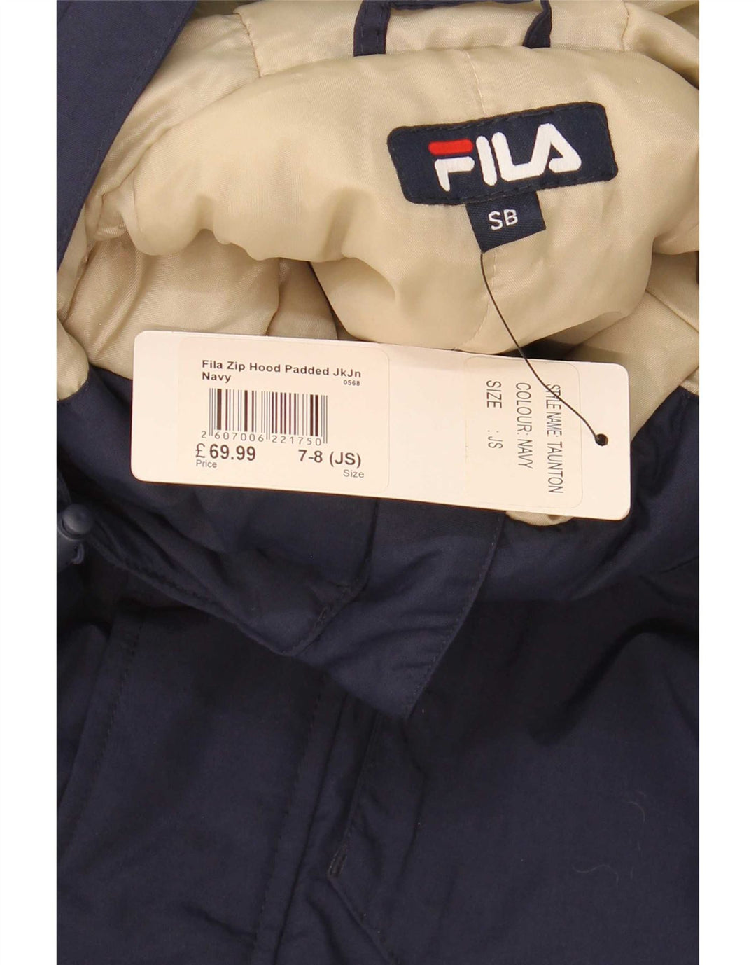 Giacca imbottita con cappuccio Fila da bambino 7-8 anni Small Blu Navy Colourblock