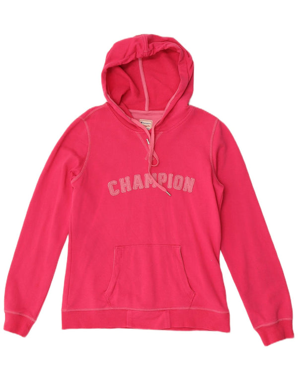Felpa con cappuccio grafica Champion da donna Heritage Fit UK 14 grande rosa