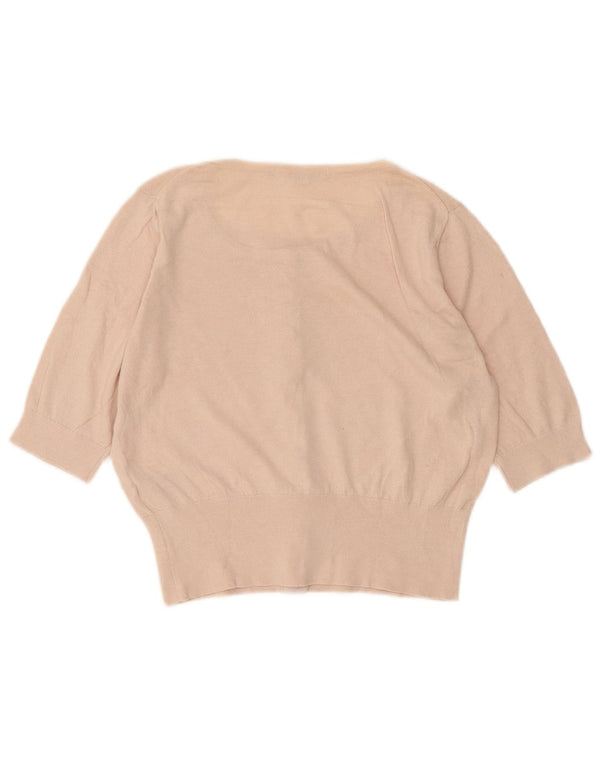 Maglione cardigan a maniche corte corto da donna Boden UK 12 Cotone rosa medio