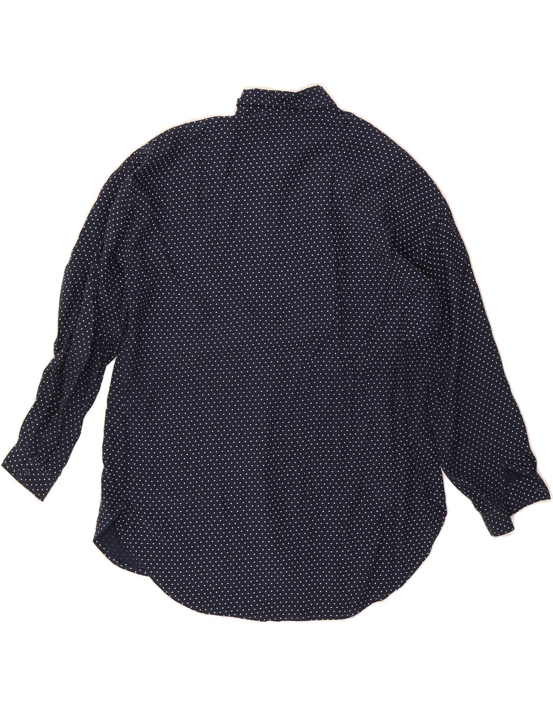 BENETTON Womens Oversized Shirt UK 10 Small Navy Blue Spotted Viscose Vintage Benetton and Second-Hand Benetton from Messina Hembry 