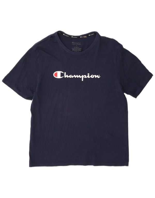 T-shirt grafica da uomo Champion Top XL in cotone blu navy