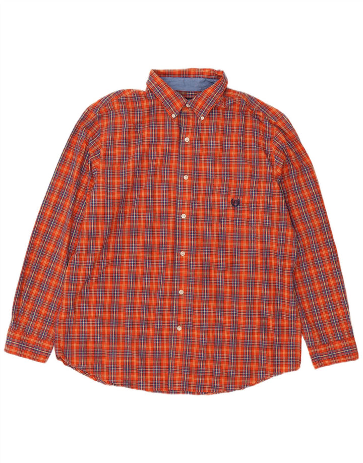 Camicia da uomo Chaps XL in cotone a quadri arancione