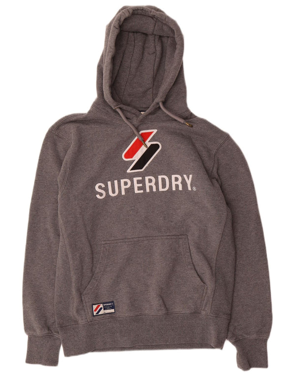 Felpa con cappuccio grafica da uomo Superdry, grande cotone chiazzato grigio