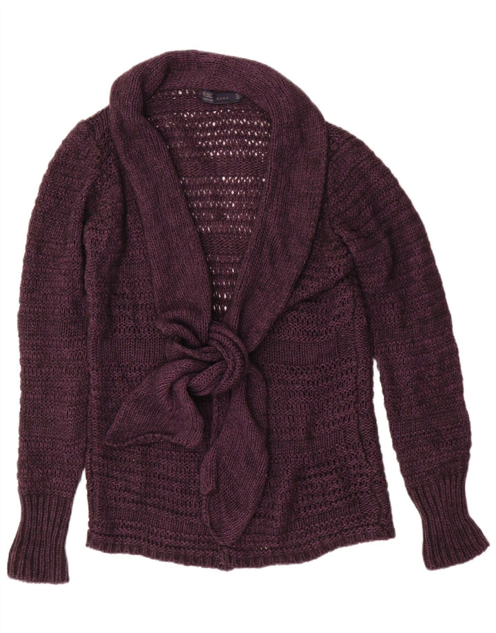 Maglione cardigan da donna Zara UK 14 Acrilico viola medio