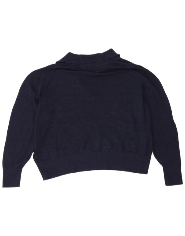 Maglione corto da donna Marks & Spencer con collo a polo UK 16 grande blu navy