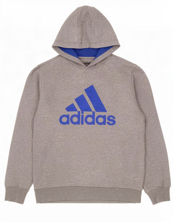 Felpa con cappuccio grafica da uomo Adidas Large in cotone grigio