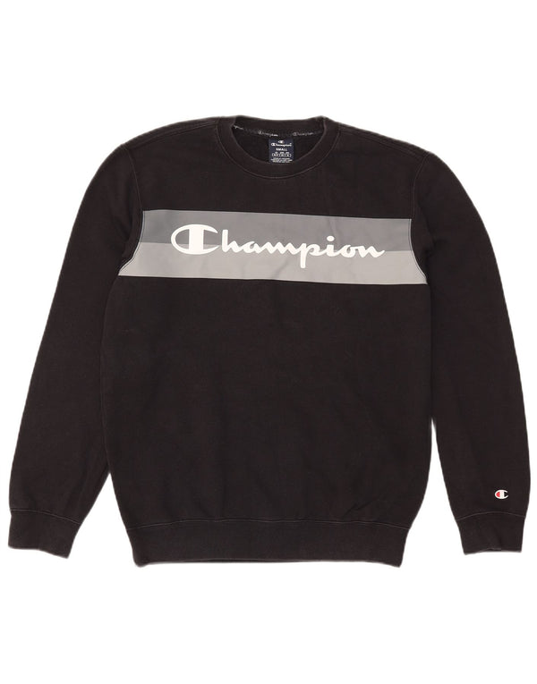 Felpa grafica da uomo Champion, maglione piccolo, cotone color block nero