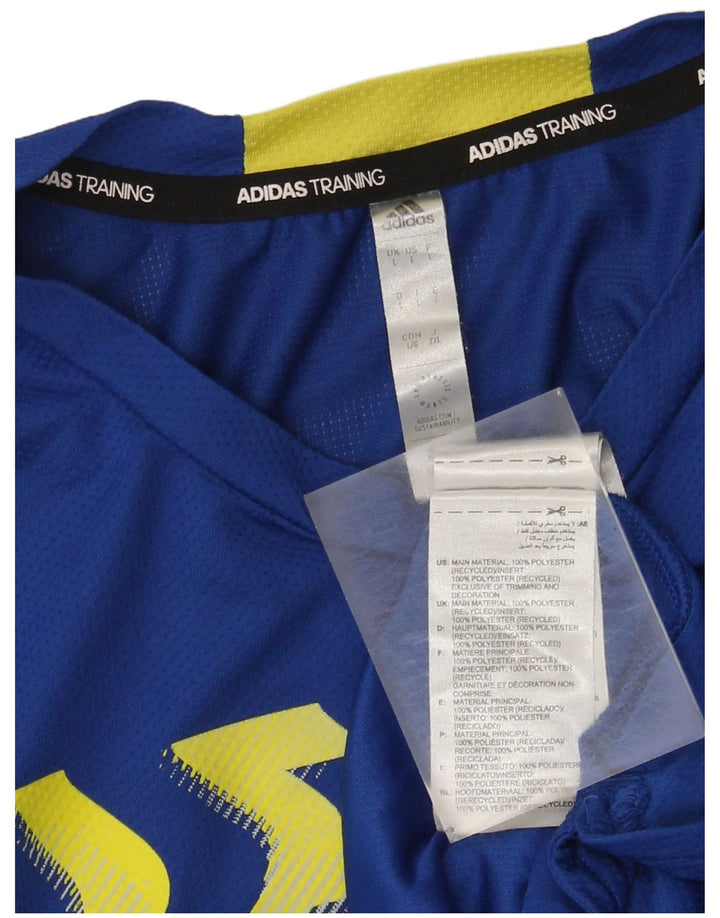T-shirt grafica Adidas Aeroready da uomo, grande, in poliestere blu